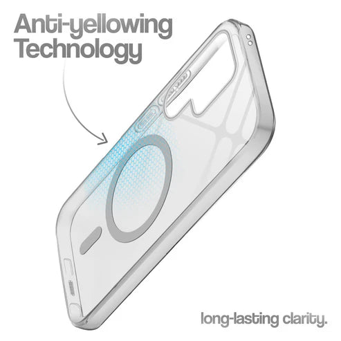 Samsung S24 Ultra 5g Crystal Clear Anti-Yellowing Wireless Charging Support Case - Crystal Grey