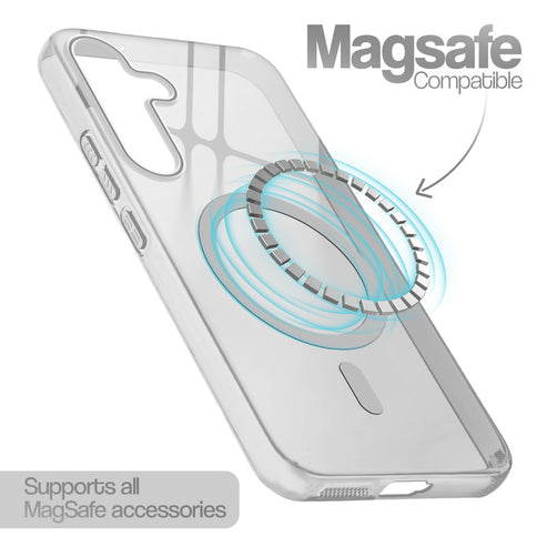 Samsung S24 Fe 5g Crystal Clear Anti-Yellowing Wireless Charging Support Case - Crystal Grey