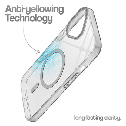 Apple iPhone 17 Premium Crystal Clear Anti-Yellowing Wireless Charging Support Case - Crystal Grey