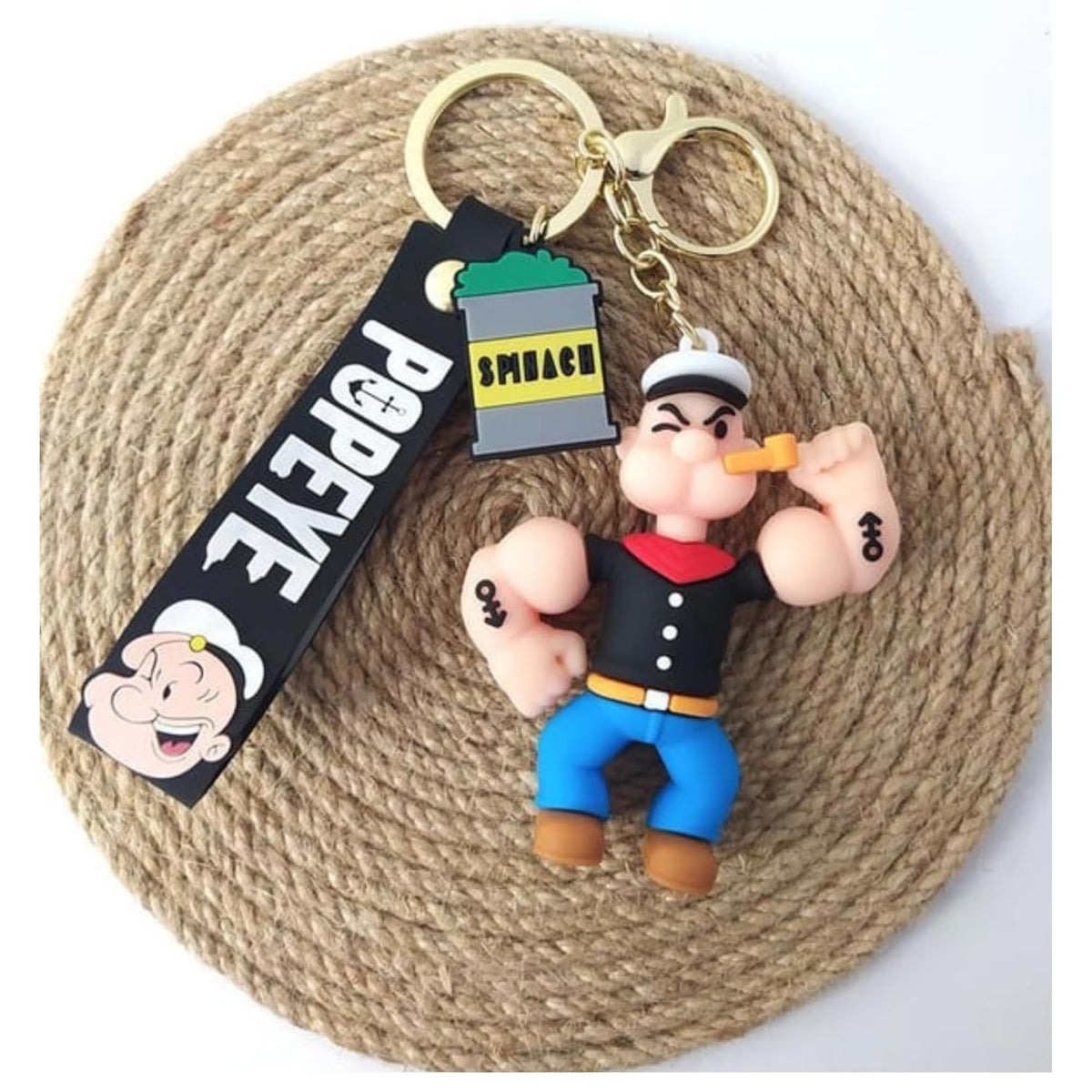 Combo (Pack of 2) Cute Cartoon 3D Silicon PVC KeyChain - Popoye