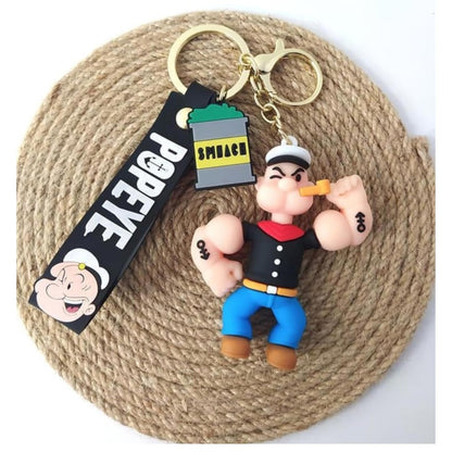 Combo (Pack of 2) Cute Cartoon 3D Silicon PVC KeyChain - Popoye