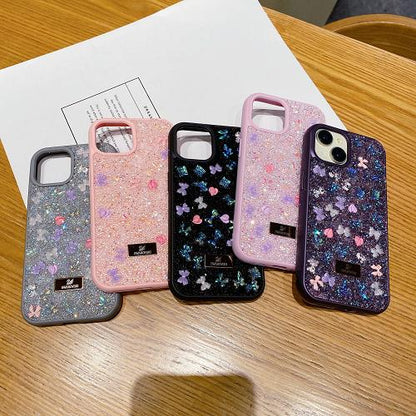 Apple iPhone Swarovski Gliiter Rhinestone Shinning Preminum cases - Natural Titanium