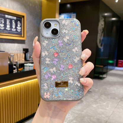 Apple iPhone Swarovski Gliiter Rhinestone Shinning Preminum cases - Natural Titanium