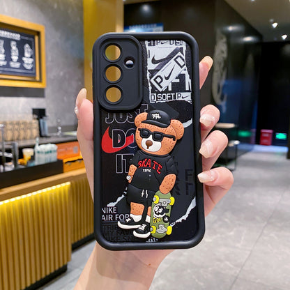 Samsung A15 5G Bear Soft Silicone Cute 3D Cartoon Back Cover Case - Bear