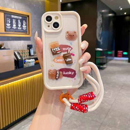 Apple iPhone Coffee Soft Silicone Lanyard Back Cover Case - Lanyard 4