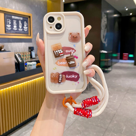 Apple iPhone Coffee Soft Silicone Lanyard Back Cover Case - Lanyard 4