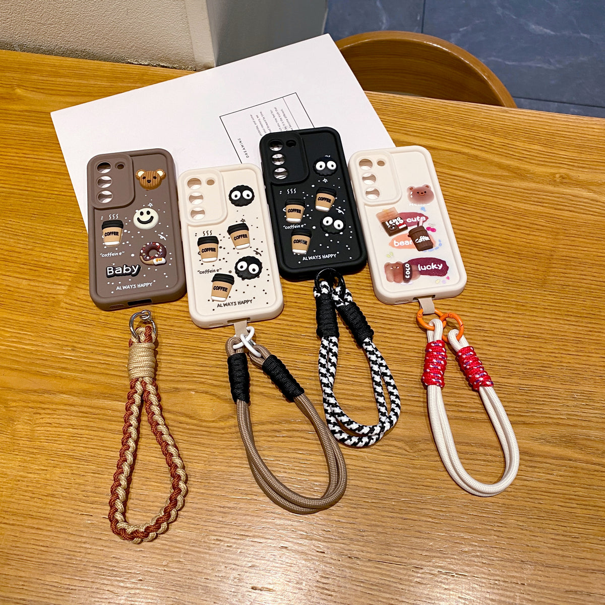 Samsung S22 5G Coffee Soft Silicone Lanyard Back Cover Case - Lanyard 1