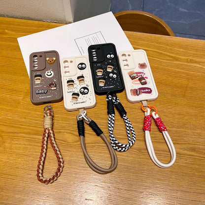 Samsung S22 5G Coffee Soft Silicone Lanyard Back Cover Case - Lanyard 2