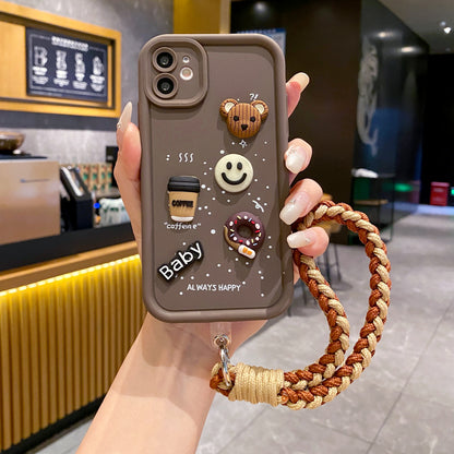 Apple iPhone 11/12 Coffee Soft Silicone Lanyard Back Cover Case - Lanyard 4