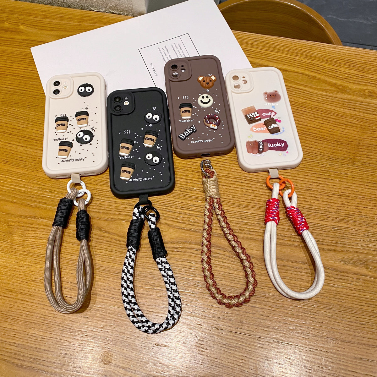 Apple iPhone 11/12 Coffee Soft Silicone Lanyard Back Cover Case - Lanyard 2