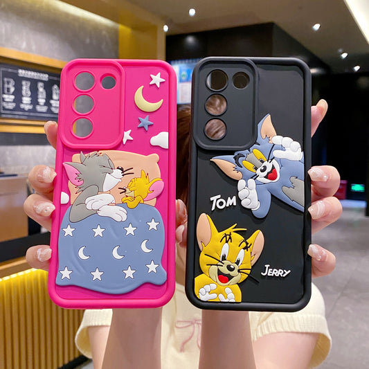 Vivo T3 5G Tom & Jerry Soft Silicone Cute 3D Cartoon Back Cover Case - Tom & Jerry