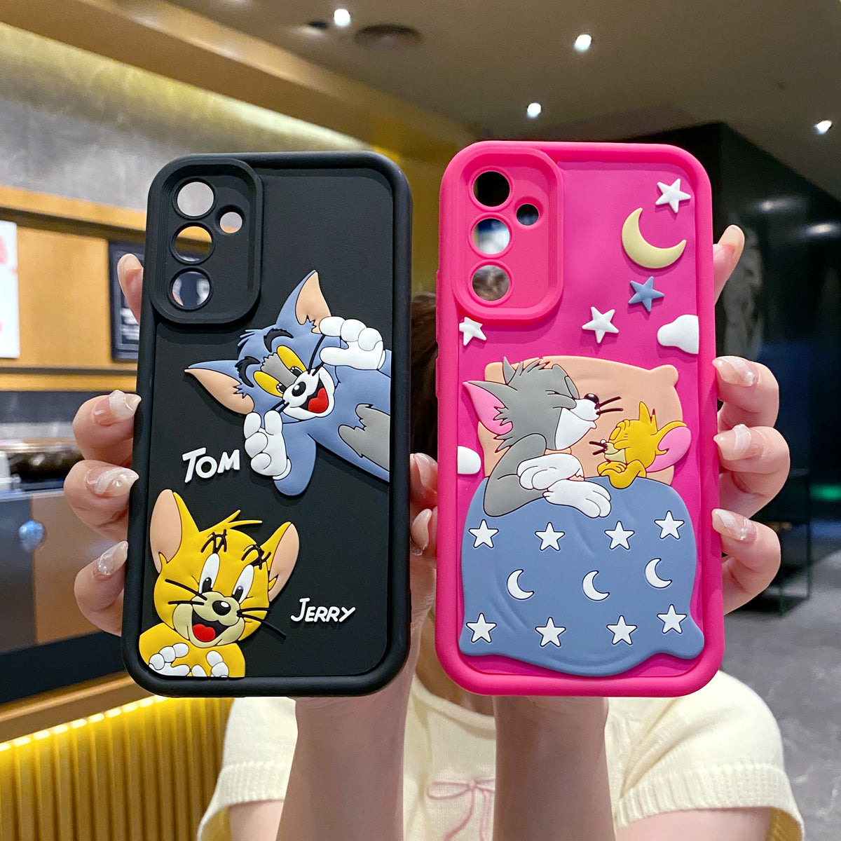 Samsung A34 5G Tom & Jerry Soft Silicone Cute 3D Cartoon Back Cover Case - Tom & Jerry