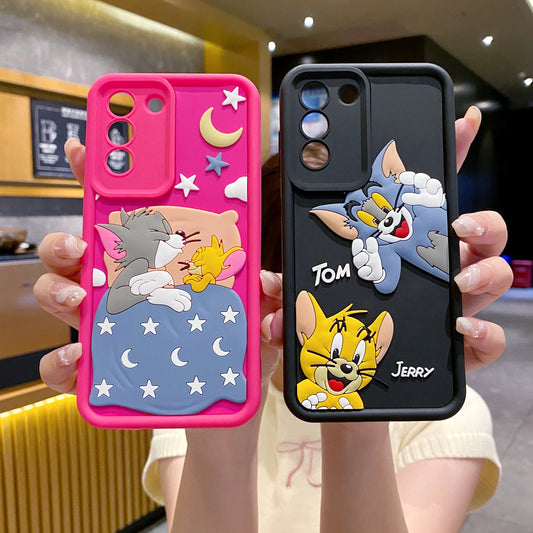 Samsung S21 FE 5G Tom & Jerry Soft Silicone Cute 3D Cartoon Back Cover Case - Tom & Jerry
