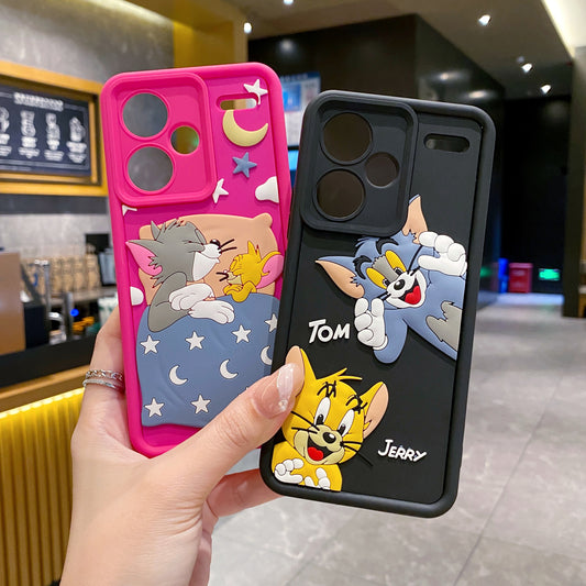 Redmi Note 13 Pro Plus 5G Tom & Jerry Soft Silicone Cute 3D Cartoon Back Cover Case - Tom & Jerry