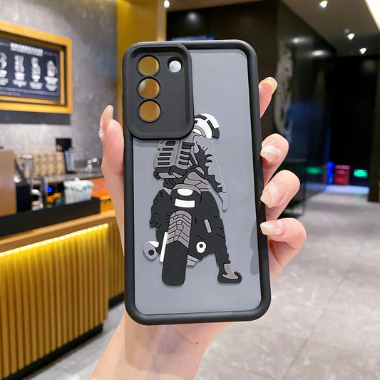 Samsung S21 FE 5G Moto Rider Soft Silicone Cute 3D Cartoon Back Cover Case - Moto Rider