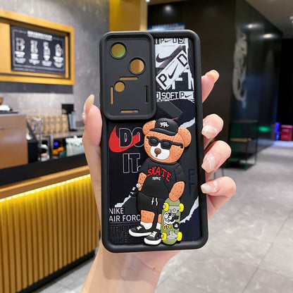 Vivo V30 5G Bear Soft Silicone Cute 3D Cartoon Back Cover Case - Bear