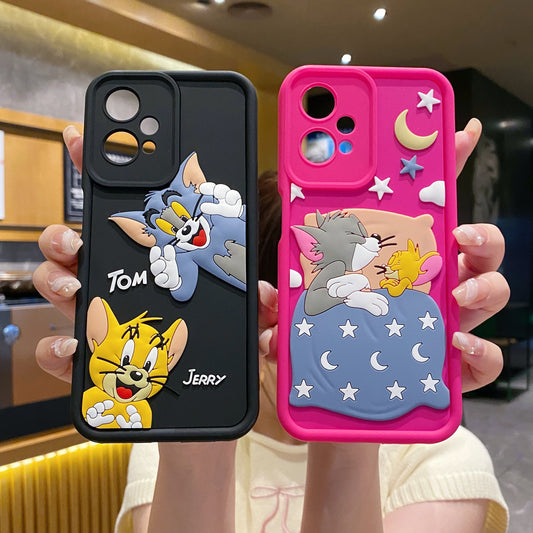 OnePlus Nord CE 2 Lite 5G Tom & Jerry Soft Silicone Cute 3D Cartoon Back Cover Case - Tom & Jerry