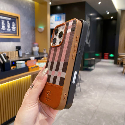 Apple iPhone Pro series Branded Premium Polo Leather Back Case - Brown