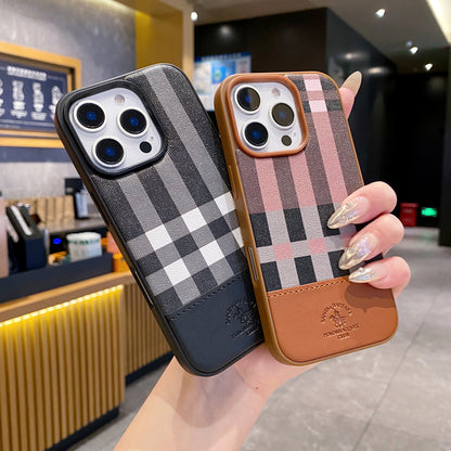 Apple iPhone Pro series Branded Premium Polo Leather Back Case - Black