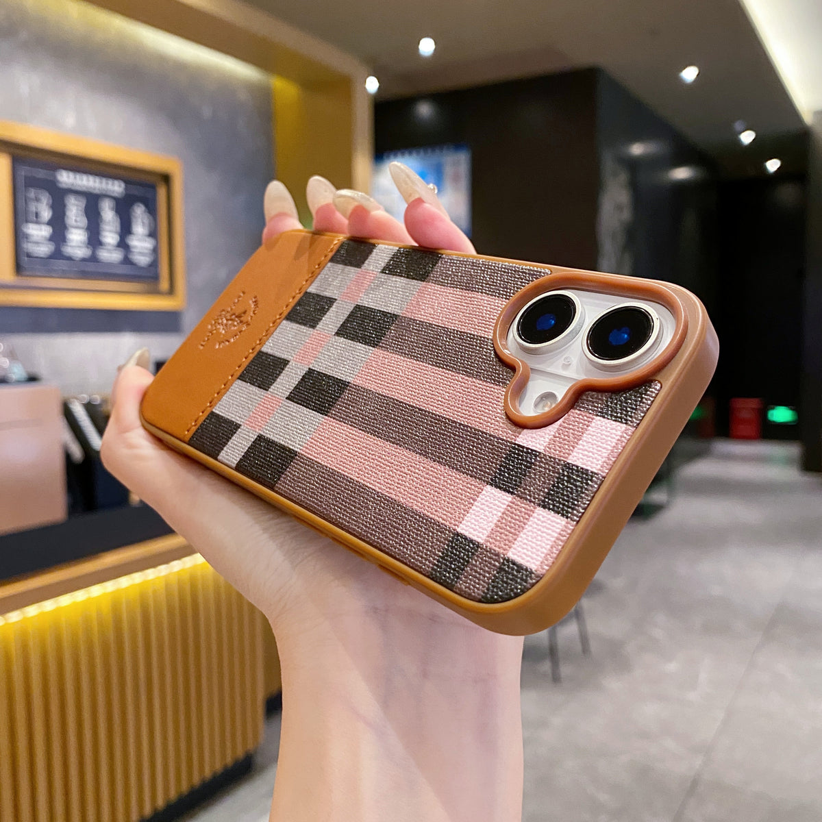 Apple iPhone 16 Series Branded Premium Polo Leather Back Case - Brown