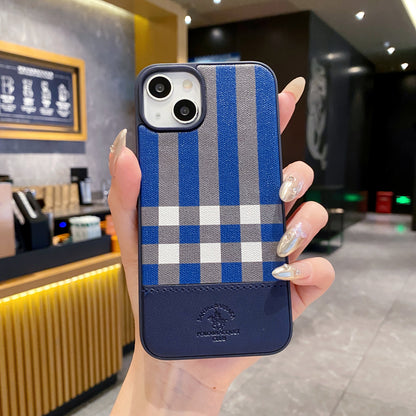 Apple iPhone Branded Premium Polo Leather Back Case - Blue