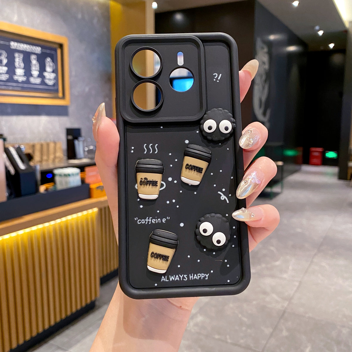 Redmi Note 14 5G Coffee Soft Silicone Cute 3D Cartoon Back Cover Case - Black