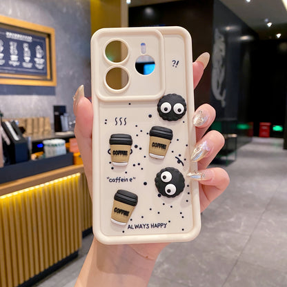 Redmi Note 14 5G Coffee Soft Silicone Cute 3D Cartoon Back Cover Case - Cream White