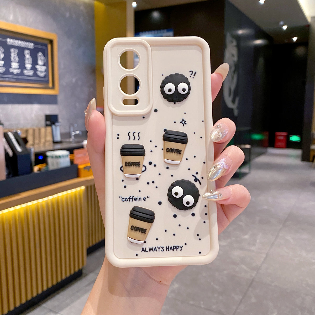 OnePlus Nord CE 4 Lite 5G Coffee Soft Silicone Cute 3D Cartoon Back Cover Case - Cream White