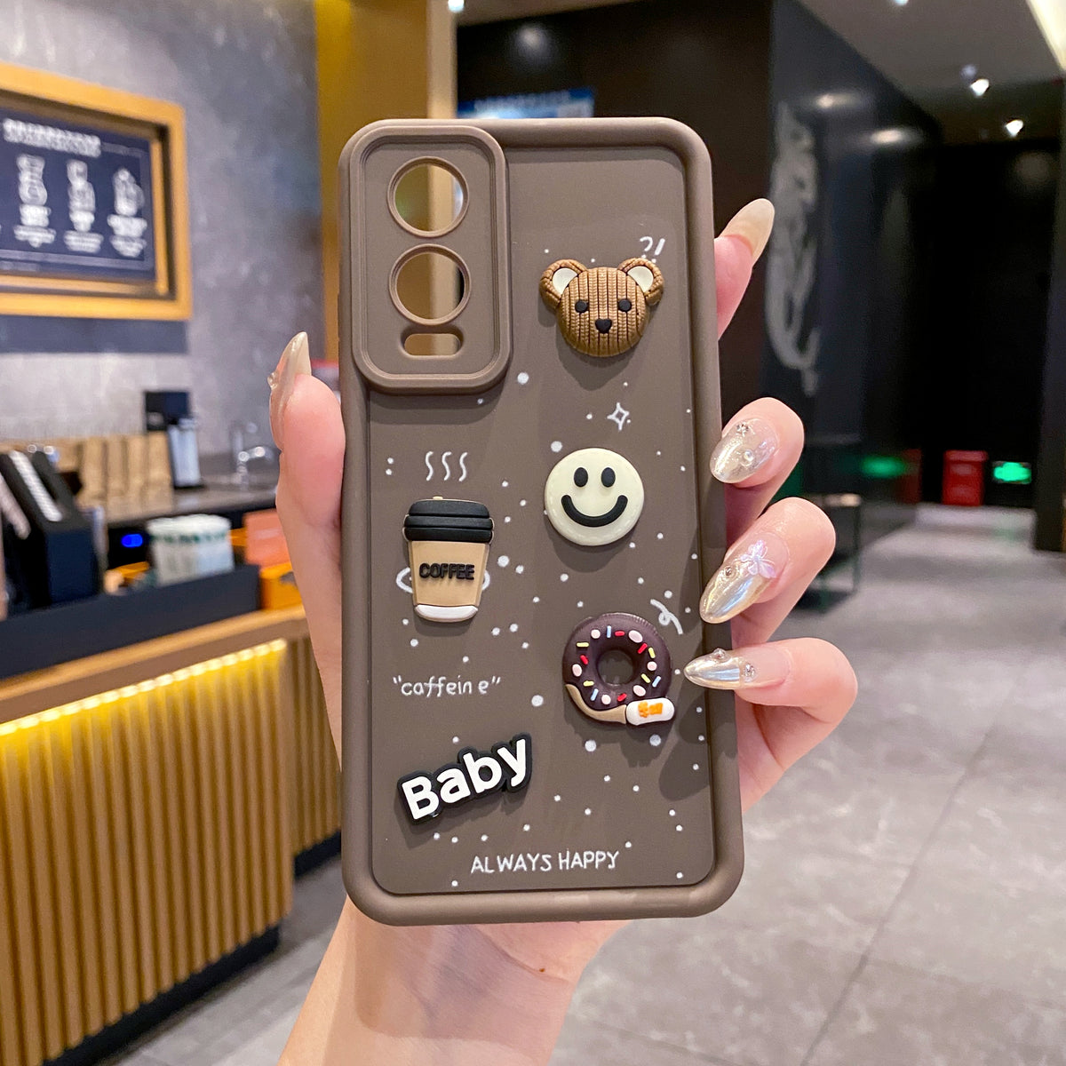 OnePlus Nord CE 4 Lite 5G Coffee Soft Silicone Cute 3D Cartoon Back Cover Case - Brown