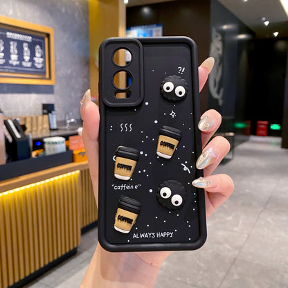 OnePlus Nord CE 4 Lite 5G Coffee Soft Silicone Cute 3D Cartoon Back Cover Case - Black