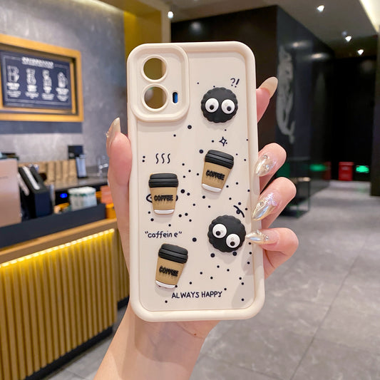 Motorola Moto G34 5G Coffee Soft Silicone Cute 3D Cartoon Back Cover Case -Cream White