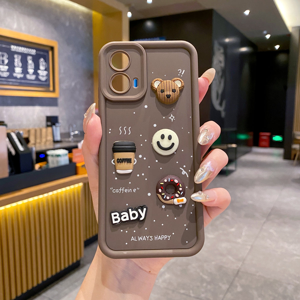 Motorola Moto G34 5G Coffee Soft Silicone Cute 3D Cartoon Back Cover Case - Brown