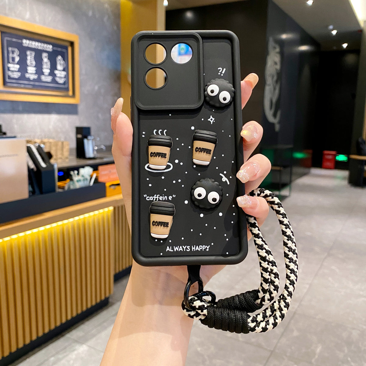 Vivo T2 Pro 5G Coffee Soft Silicone Lanyard Back Cover Case - Lanyard 1