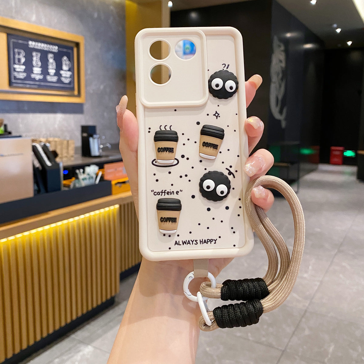 Vivo T2 Pro 5G Coffee Soft Silicone Lanyard Back Cover Case - Lanyard 2