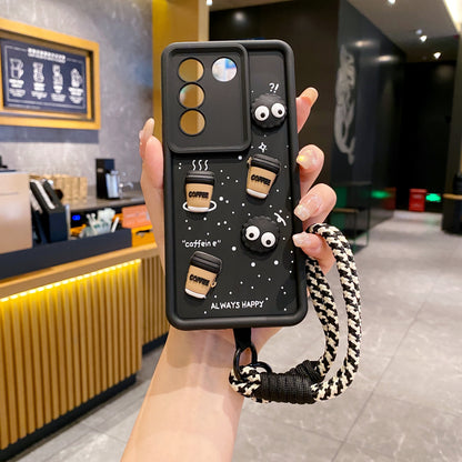 Vivo V27 / V27 Pro 5G Coffee Soft Silicone Lanyard Back Cover Case - Lanyard 1