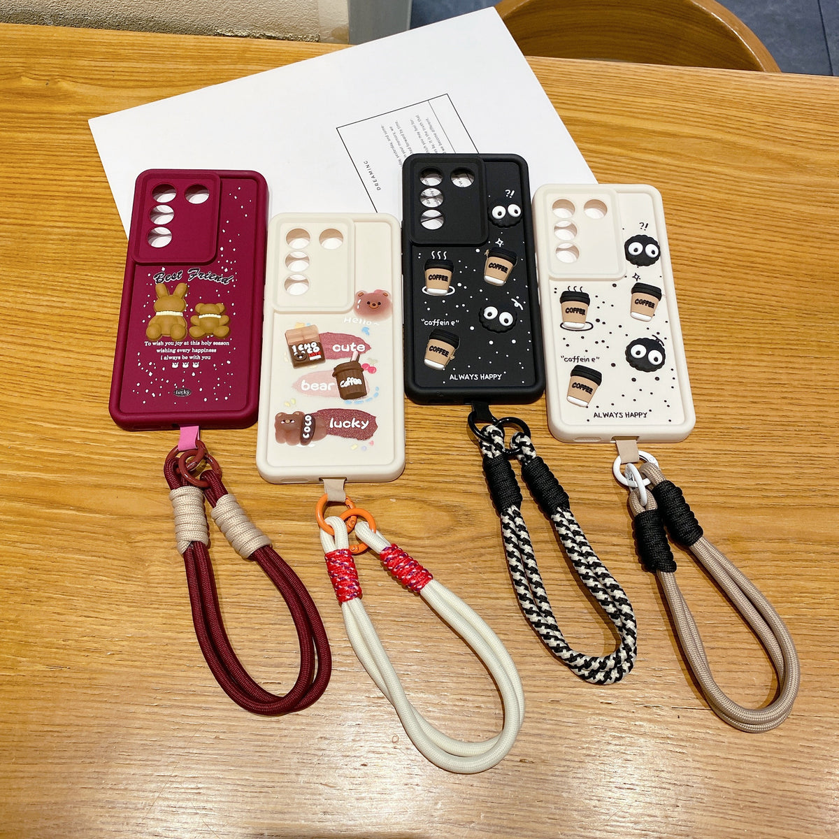 Vivo V27 / V27 Pro 5G Coffee Soft Silicone Lanyard Back Cover Case - Lanyard 1