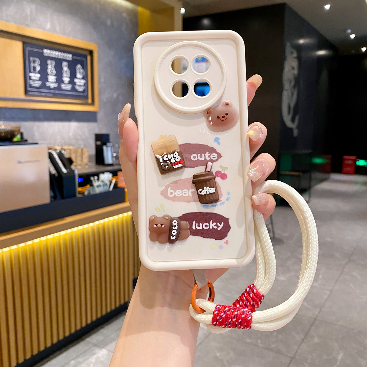 Realme 12/12X 5G Coffee Soft Silicone Lanyard Back Cover Case - Lanyard 4