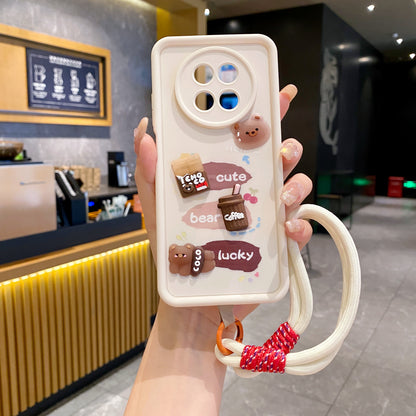 Realme 12/12X 5G Coffee Soft Silicone Lanyard Back Cover Case - Lanyard 4