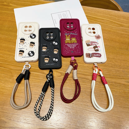 Realme 12/12X 5G Coffee Soft Silicone Lanyard Back Cover Case - Lanyard 2