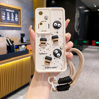 Vivo V30 5G Coffee Soft Silicone Lanyard Back Cover Case - Lanyard 2