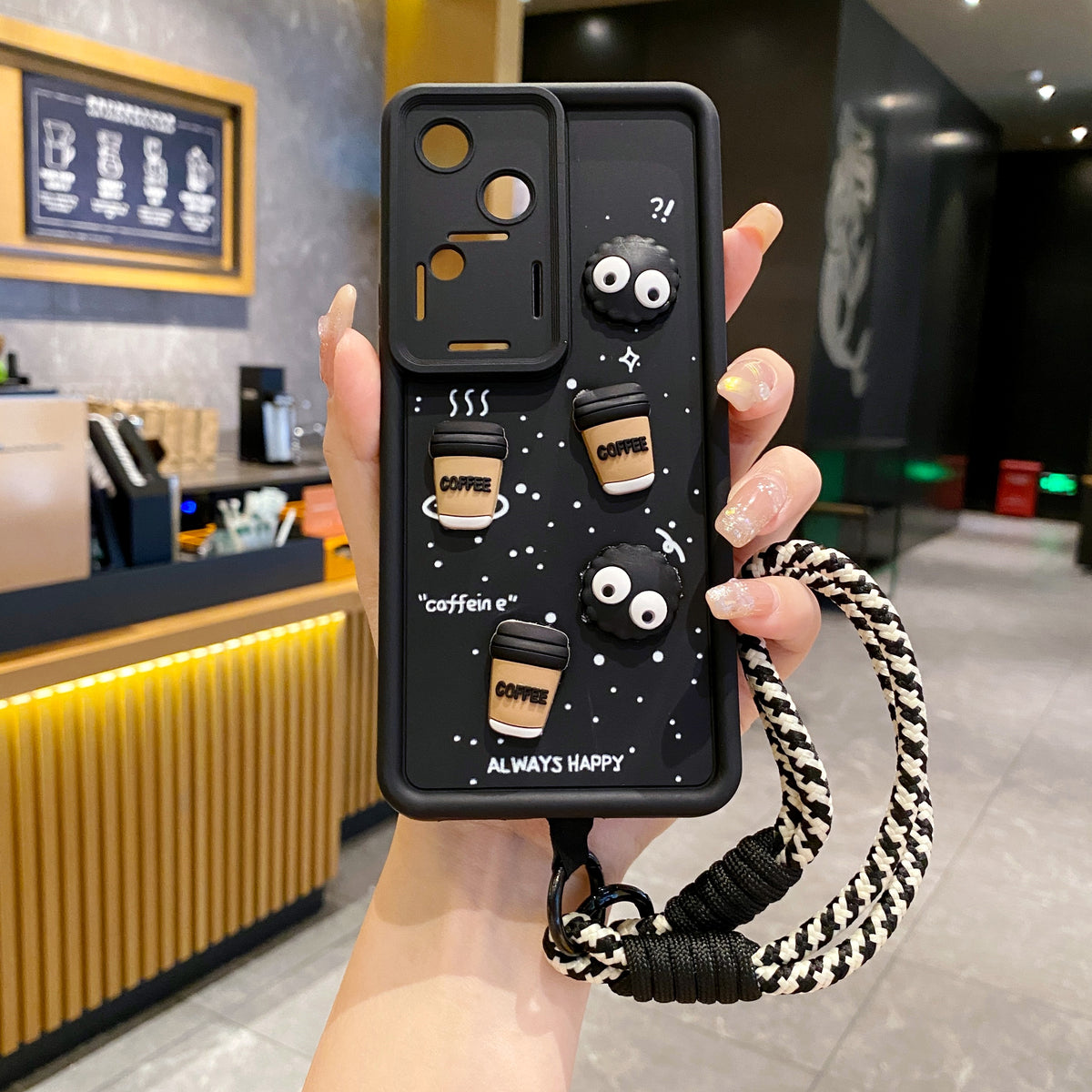 Vivo V30 5G Coffee Soft Silicone Lanyard Back Cover Case - Lanyard 1