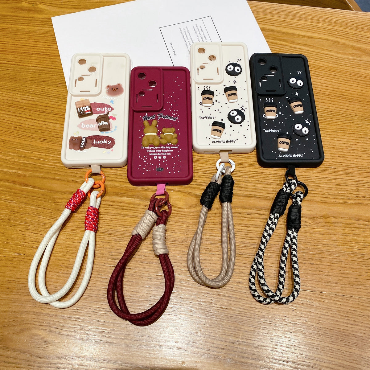 Vivo V30 5G Coffee Soft Silicone Lanyard Back Cover Case - Lanyard 2