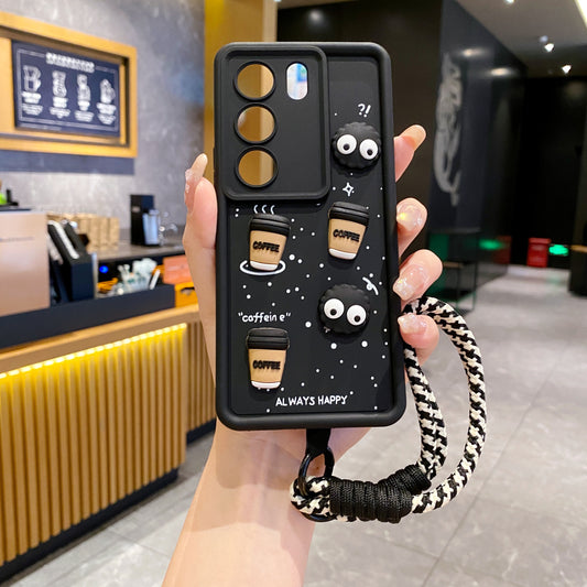 Vivo V29 / V29 Pro 5G Coffee Soft Silicone Lanyard Back Cover Case - Lanyard 1