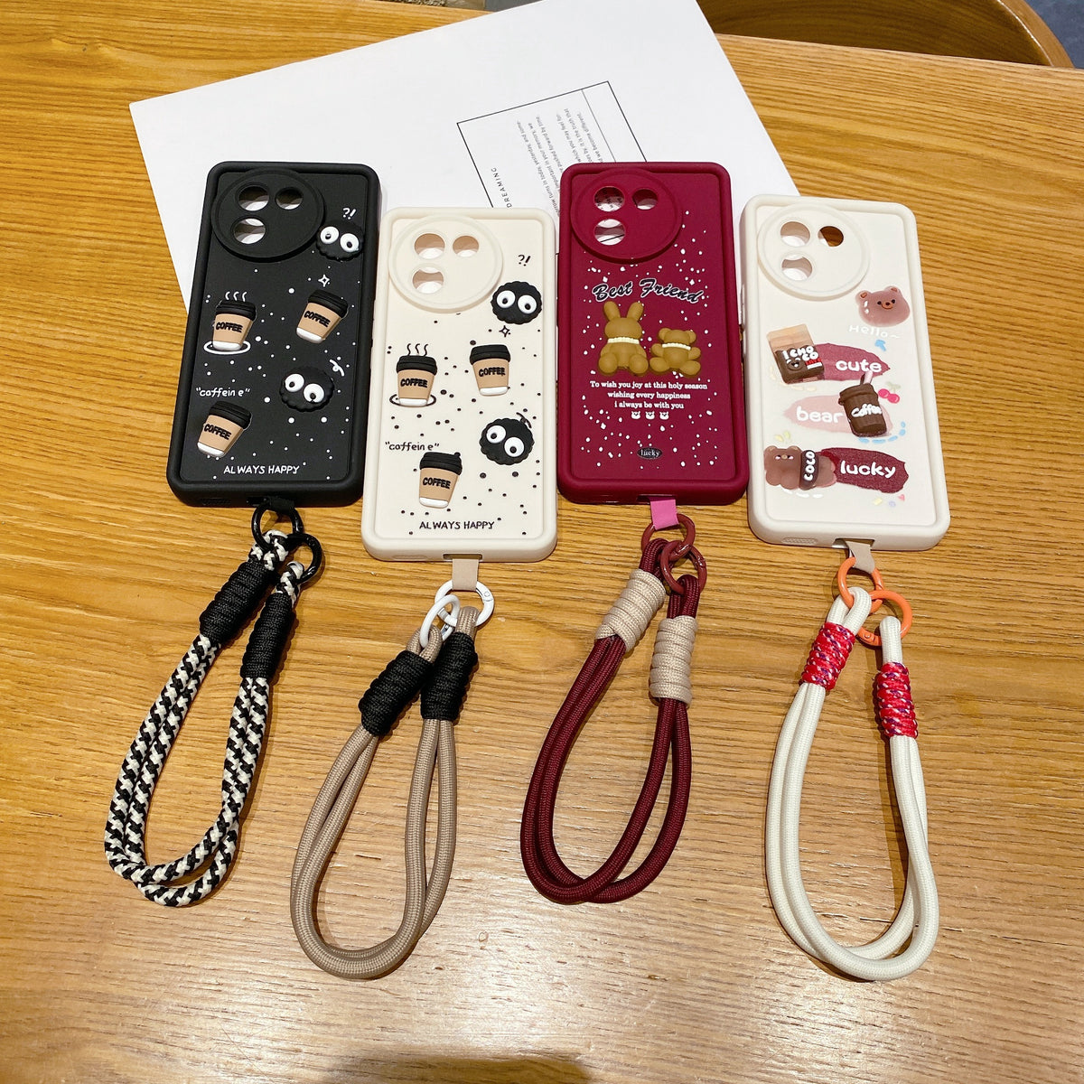 Vivo V30e 5G Teddy Bear Soft Silicone Lanyard Back Cover Case - Lanyard 3