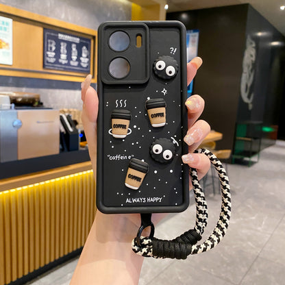 Vivo V29e 5G Coffee Soft Silicone Lanyard Back Cover Case - Lanyard 1