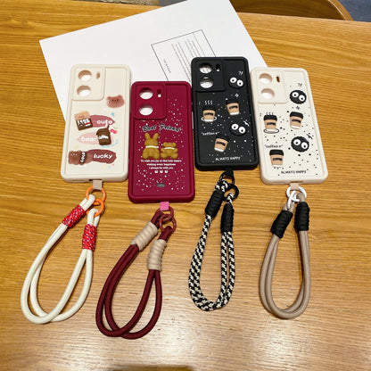 Vivo V29e 5G Coffee Soft Silicone Lanyard Back Cover Case - Lanyard 1