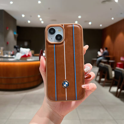 Apple iPhone 15 Luxury Branded Car Logo Leather Designer Case- BMW 1