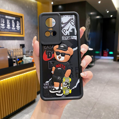 Oppo Reno 10 Pro 5G Bear Soft Silicone Cute 3D Cartoon Back Cover Case - Bear