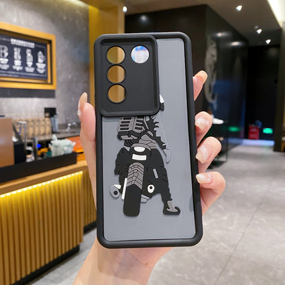Vivo V27 5G  Moto Rider Soft Silicone Cute 3D Cartoon Back Cover Case - Moto Rider