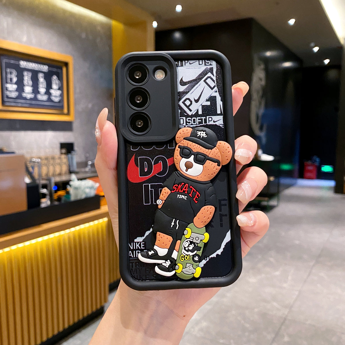 Samsung S22 5G Bear Soft Silicone Cute 3D Cartoon Back Cover Case - Bear